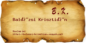 Balázsi Krisztián névjegykártya